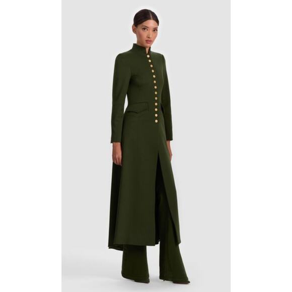 Alice + Olivia Jackets & Blazers - $995 Alice + Olivia Winn Olive Green Long Buttoned Long Sleeve Coat Jacket Sz 0